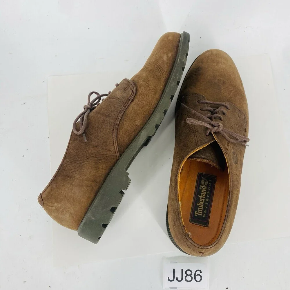 Timberland Waterproof Genine Pebbled Leather Derby Shoes Size 9.5 M Oxford Brown